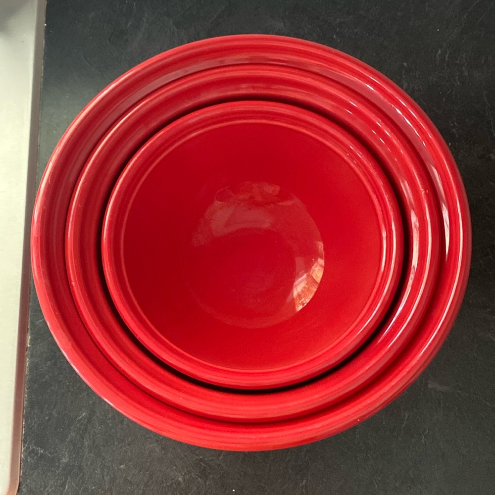 Emile Henry Made in France Nesting Bowls Scarlet Red